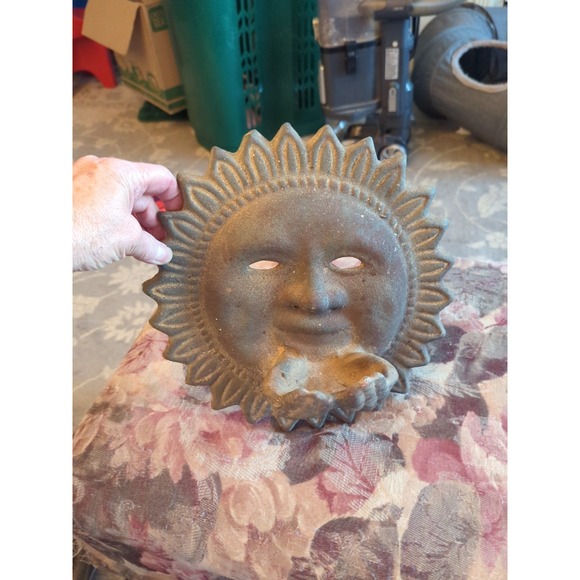 Sun Face Hands Terracotta Clay Wall Hanging Bird Feeder Decor